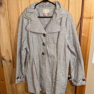 Toffee Apple Stylish Gray Trench Coat with Patterned Design